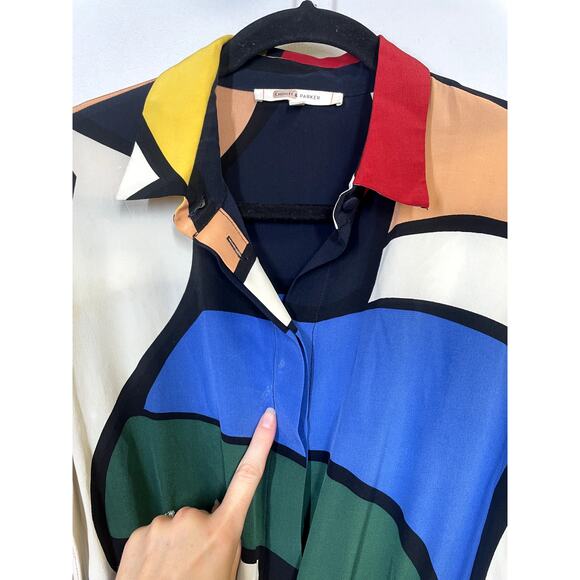 CHINTI & PARKER Multicolor Circus Silk Midi Shirt Dress Abstract Size 4 $585 - Picture 7 of 13